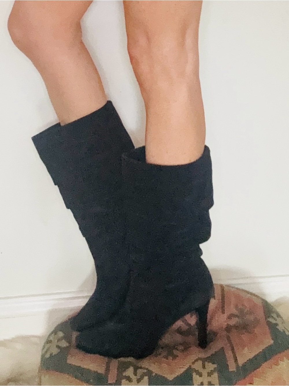 Lauren Ralph Lauren Black Suede Slouch Boots – Size 8.5B